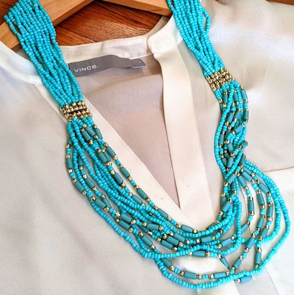 Multi Strand Layered Turquoise Necklace